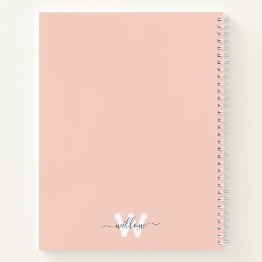 School Blush Roze Script Typografie Monogram Notitieboek (Achterkant)