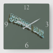 School Bluz-3D Vierkante Klok (Voorkant)