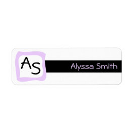 School Book Labels Lila Lijst Monogrammed Initiaal
