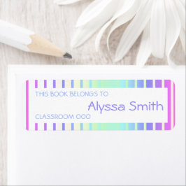 School Book Name Classroom Labels Rainbow Stripes