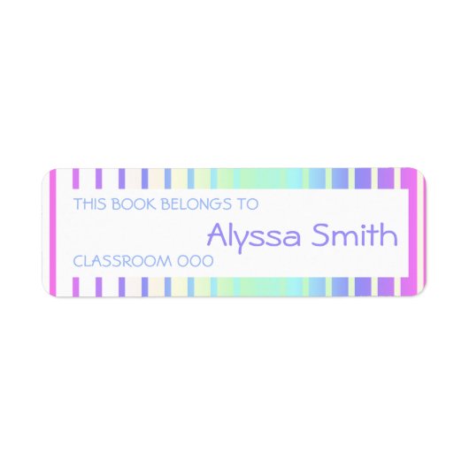 School Book Name Classroom Labels Rainbow Stripes (Voorkant)