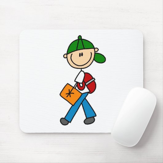 School Boy met rugzak Mousepad Muismat (Met muis)