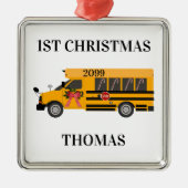 School Bus 1e kerstkerst Metalen Ornament (Voorkant)