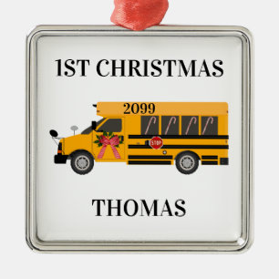 School Bus 1e kerstkerst Metalen Ornament