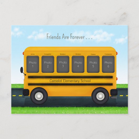 School Bus 6 Foto Lijst Aangepast beste vrienden Briefkaart (Voorkant)