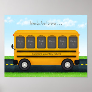School Bus 6 Foto Lijst Aangepast beste vrienden Poster