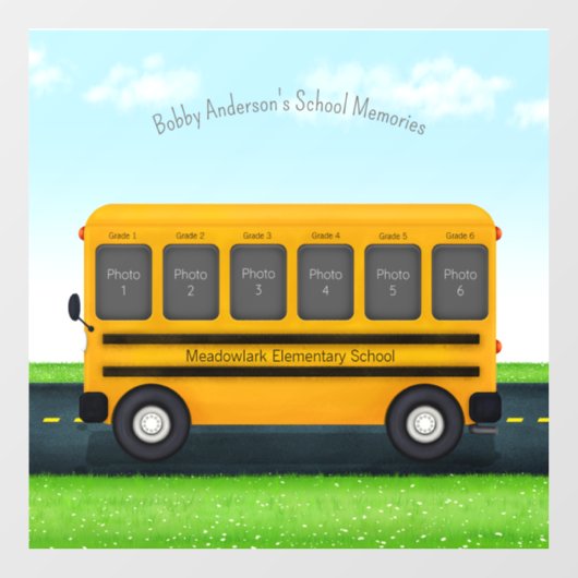 School Bus 6 Foto Lijst Aangepast Kind Raamsticker (Vel)
