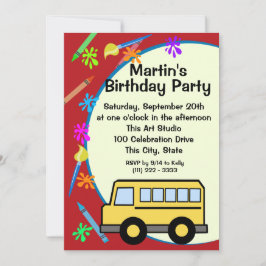 School Bus Art Verjaardag Kaart