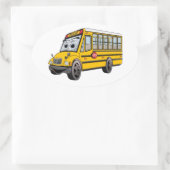 School Bus Cartoon 2017 Ovale Sticker (Tas)