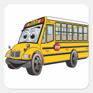 School Bus Cartoon 2017 Vierkante Sticker