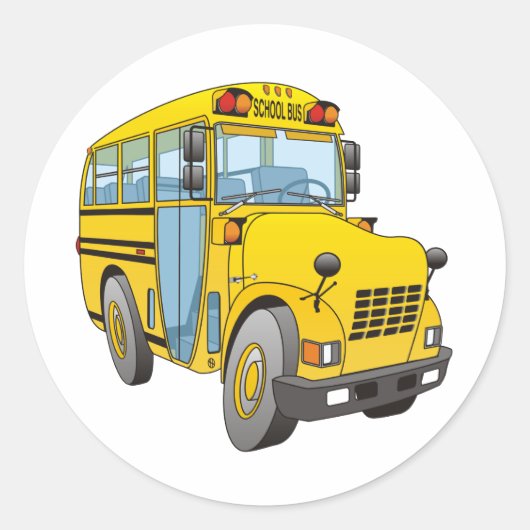 School Bus Cartoon Ronde Sticker (Voorkant)
