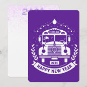 SCHOOL BUS CHAUFFEUR GELUKKIG NIEUWJAAR KAART (Voorkant / Achterkant)