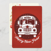 SCHOOL BUS CHAUFFEUR GELUKKIG NIEUWJAAR KAART (Voorkant / Achterkant)