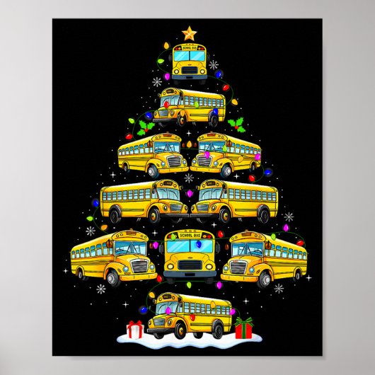 School Bus Christmas Tree Funny Santa Bus Driver P Poster (Voorkant)