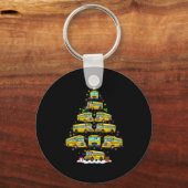 School Bus Christmas Tree Funny Santa Bus Driver P Sleutelhanger (Voorkant)