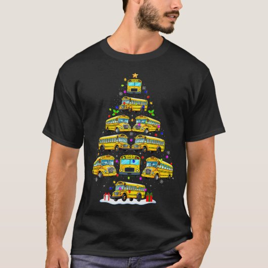 School Bus Christmas Tree Funny Santa Bus Driver P T-shirt (Voorkant)