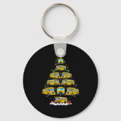 School Bus Christmas Tree Lights Bus Driver Xmas P Sleutelhanger (Voorkant)
