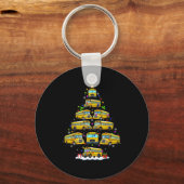 School Bus Christmas Tree Lights Bus Driver Xmas P Sleutelhanger (Voorkant)
