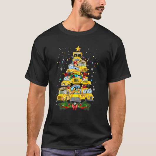 School Bus Christmas Tree Ornament Xmas School Bus T-shirt (Voorkant)
