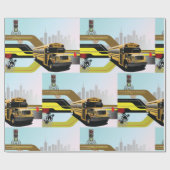 School Bus City Scene Cadeaupapier (Vlak)