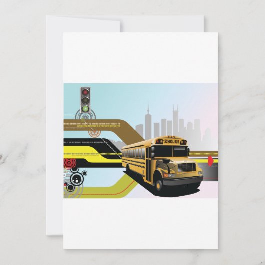School Bus City Scene Kaart (Voorkant)