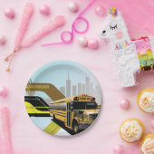 School Bus City Scene Papieren Bordje (Feest)