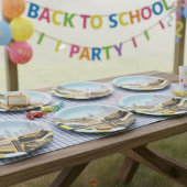 School Bus City Scene Papieren Bordje