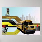 School Bus City Scene Poster (Voorkant)