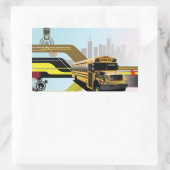 School Bus City Scene Rechthoekige Sticker (Tas)