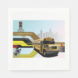 School Bus City Scene Servet