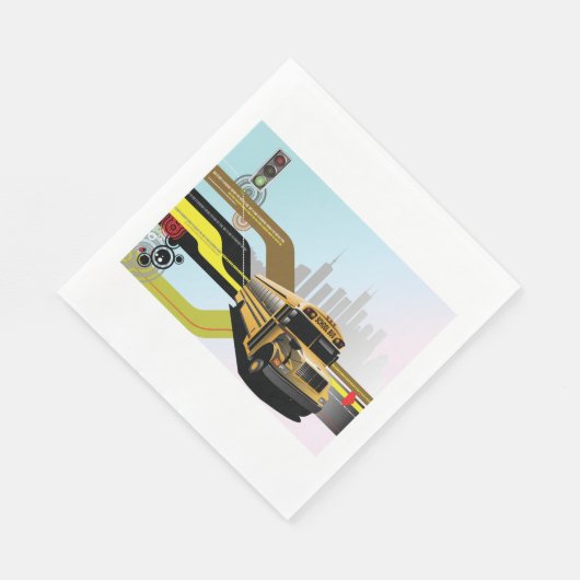 School Bus City Scene Servet (Hoek)