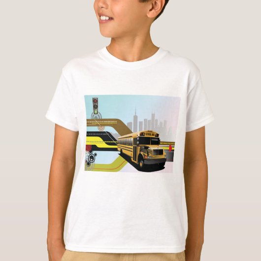 School Bus City Scene T-shirt (Voorkant)