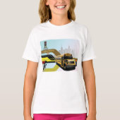 School Bus City Scene T-shirt (Voorkant)