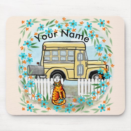 School Bus Dag aangepaste naam Muismat (Voorkant)