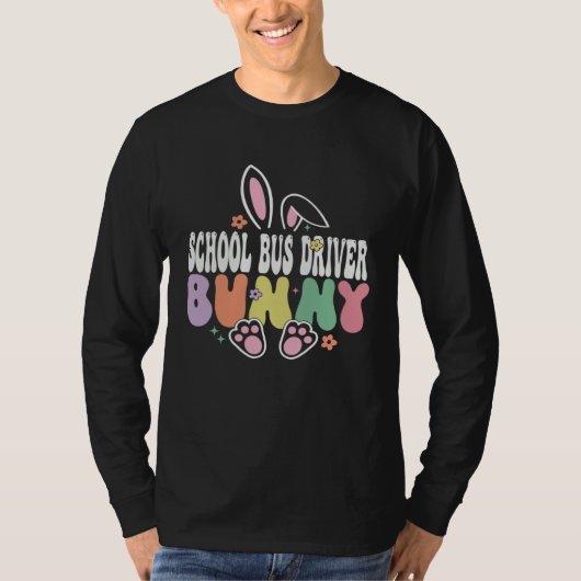 School Bus Driver Bunny Easter Day Groovy Family M T-shirt (Voorkant)
