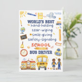 School Bus Driver Dank je kaart of cadeau Label (Staand voorkant)