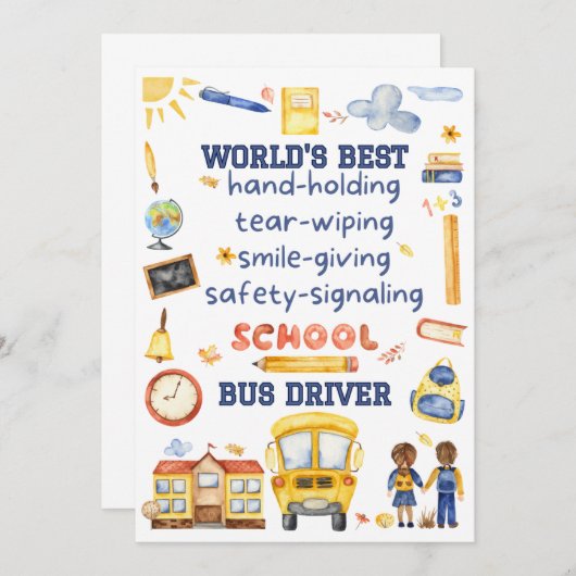 School Bus Driver Dank je kaart of cadeau Label (Voorkant / Achterkant)