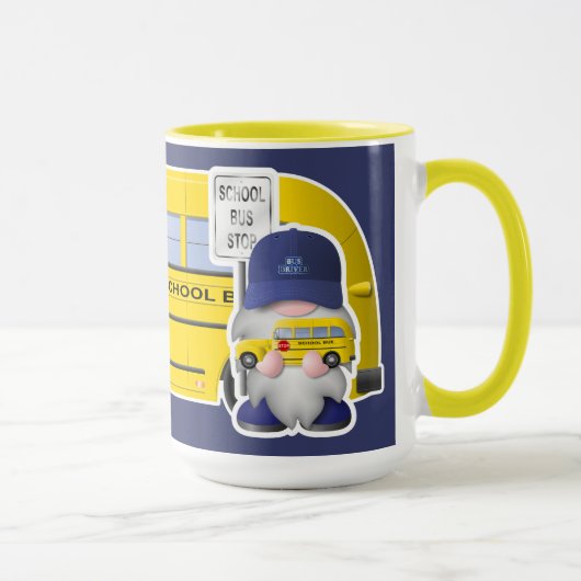 School Bus Driver Gnome met schoolbus Mok (Rechts)