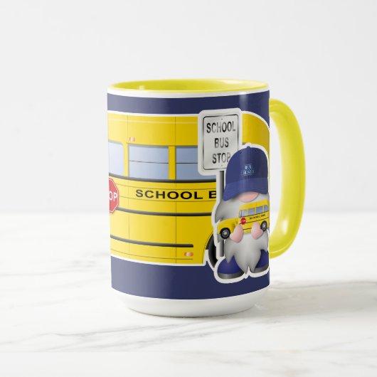 School Bus Driver Gnome met schoolbus Mok (Voorkant rechts)