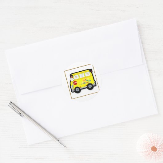 School Bus Driver Kerst sticker (Envelop)