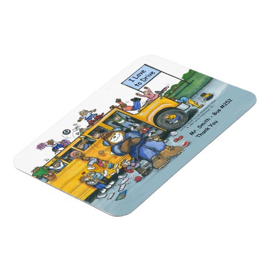 School Bus Driver Magnet, mannelijke chauffeur Magneet (Linkerzijde)