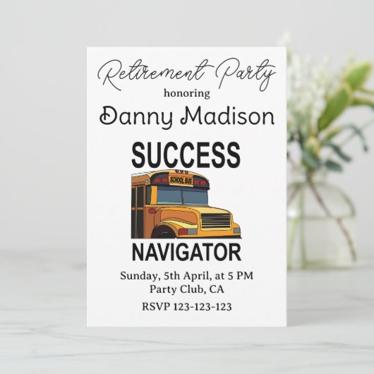 School Bus Driver Pensioen Partij Kaart (Staand voorkant)