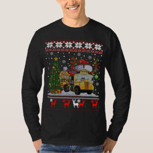 School Bus Driver Reindeer Santa Hat Ugly Christma T-shirt