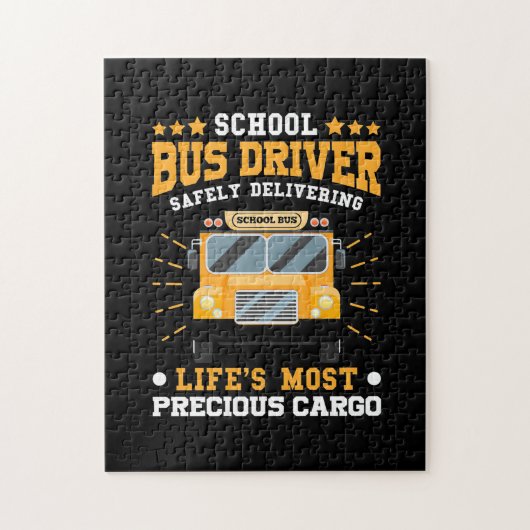 School Bus Driver Safely Delivering Legpuzzel (Verticaal)