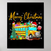 School Bus Driver Santa Hat Merry Christmas Tree M Poster (Voorkant)