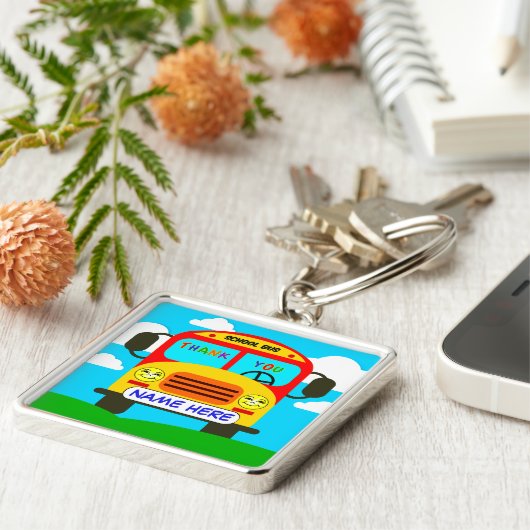 School Bus Driver Sleutelhanger met NAAM of JOUW T (Zijkant)