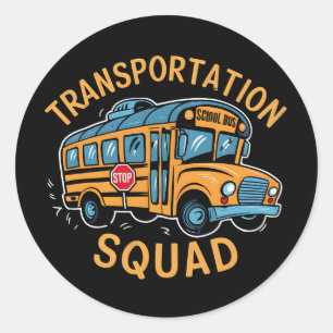 School Bus Driver Transport Squad Ronde Sticker