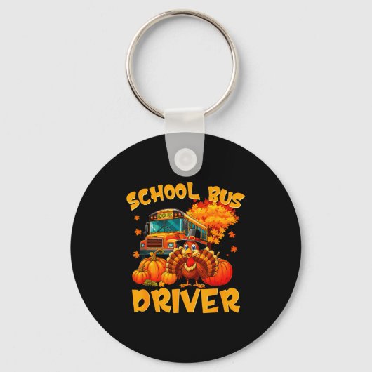 School Bus Driver Turkey Thanksgiving Gift  Sleutelhanger (Voorkant)