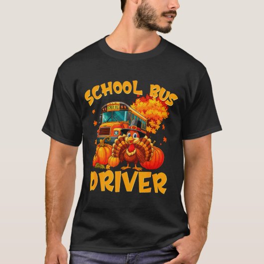 School Bus Driver Turkey Thanksgiving Gift T-shirt (Voorkant)