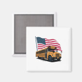 School Bus Driver Usa Flag  Magneet (Voorkant / Achterkant)
